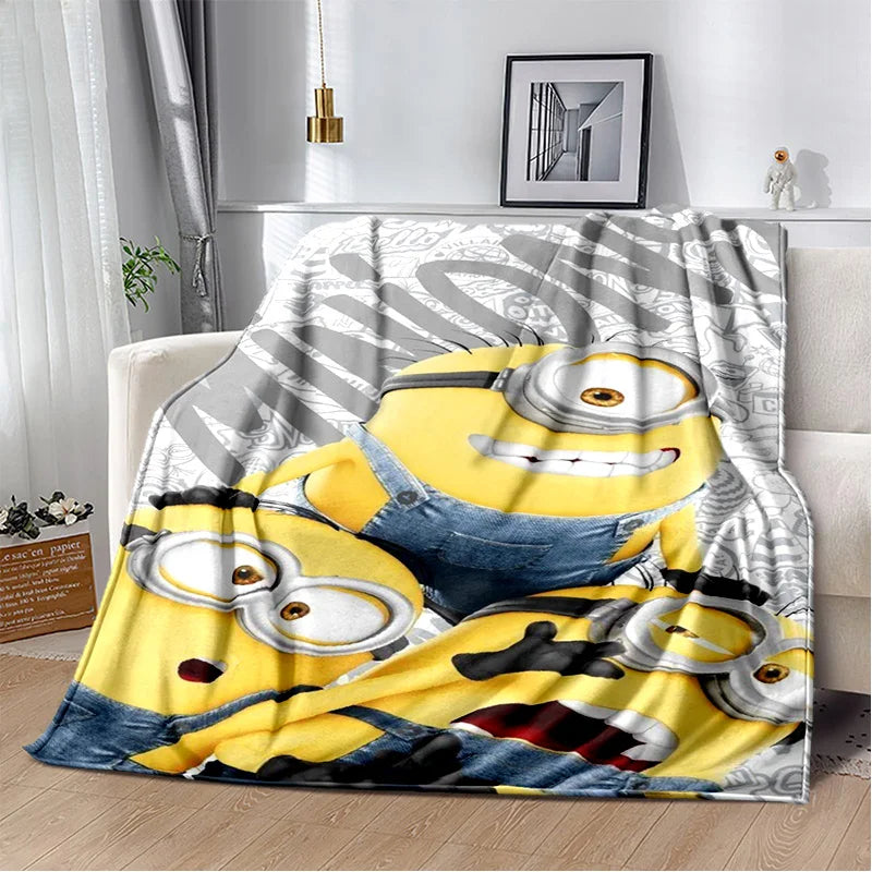 Kawaii Minions Flannel Blanket – Soft Throw for Bed, Sofa & Kids' Rooms - Image 9