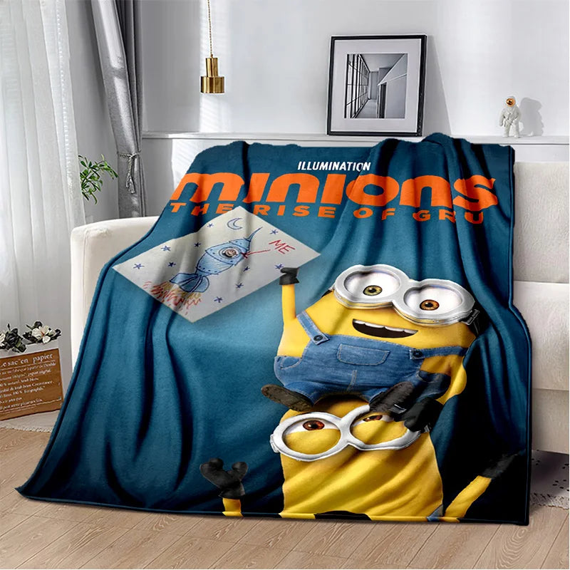 Kawaii Minions Flannel Blanket – Soft Throw for Bed, Sofa & Kids' Rooms - Image 25