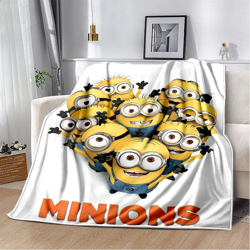 Kawaii Minions Flannel Blanket – Soft Throw for Bed, Sofa & Kids' Rooms - Image 29