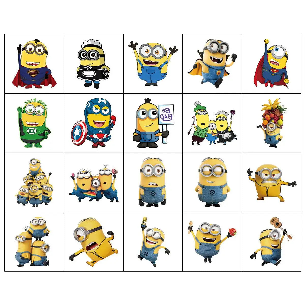 20pcs Cartoon Minions Temporary Tattoo Stickers - Image 6