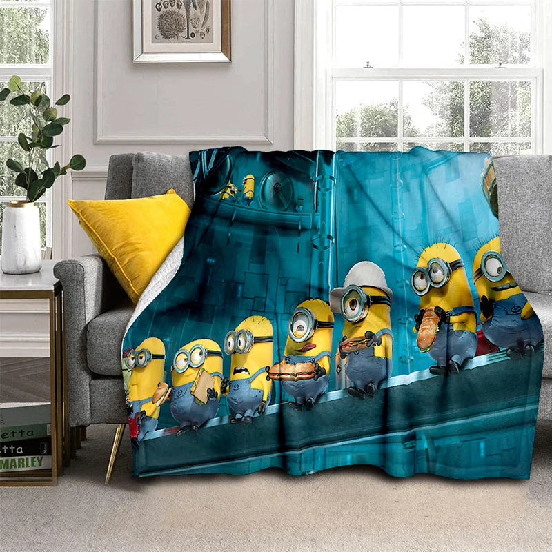 Kawaii Minions Flannel Blanket – Soft Throw for Bed, Sofa & Kids' Rooms - Image 2