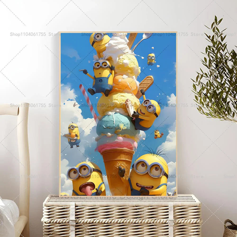 M-Minions Cartoon Cute Poster Self-Adhesive Art Sticker - Image 2
