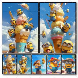 M-Minions Cartoon Cute Poster Self-Adhesive Art Sticker